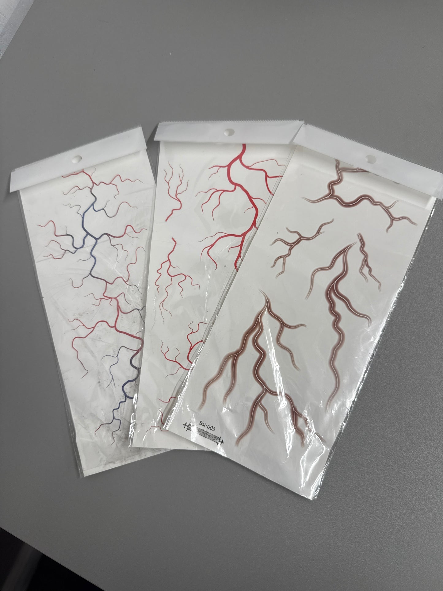 Pack of 3 - Luminous Blue/Red Tattoos