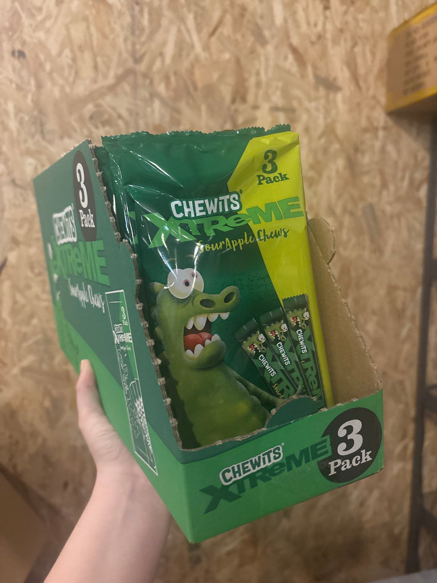 24 x Chewit 3 Pack Extreme Sour Apple