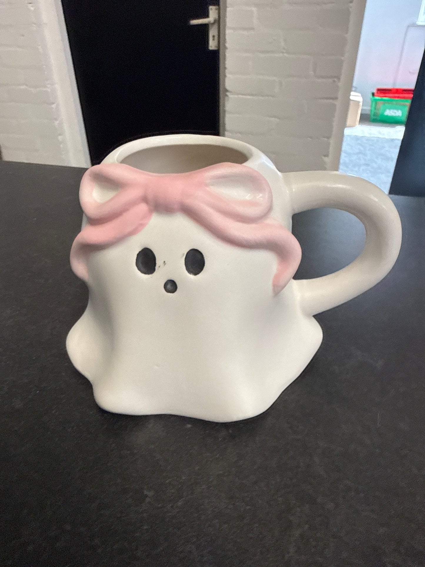Pink bow ghost mug