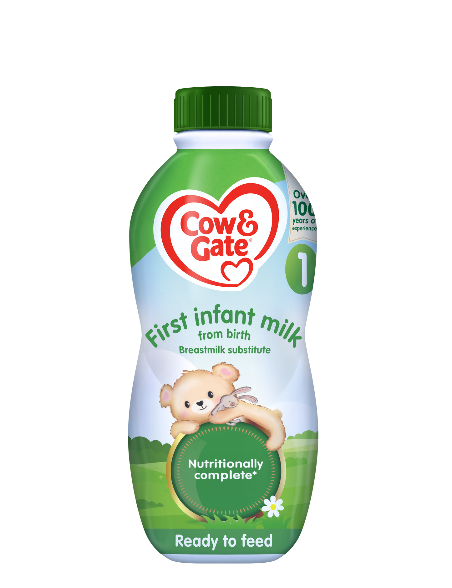 Cow & Gate 1 First Infant Baby Milk Ready to Use Liquid Formula, from Birth, 1 L (Pack of 4)