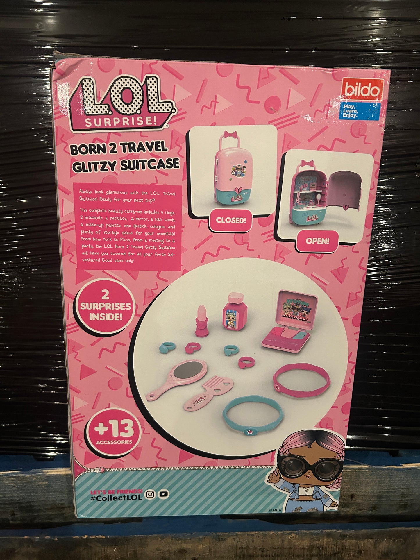 lol born 2 travel glitzy suitcase