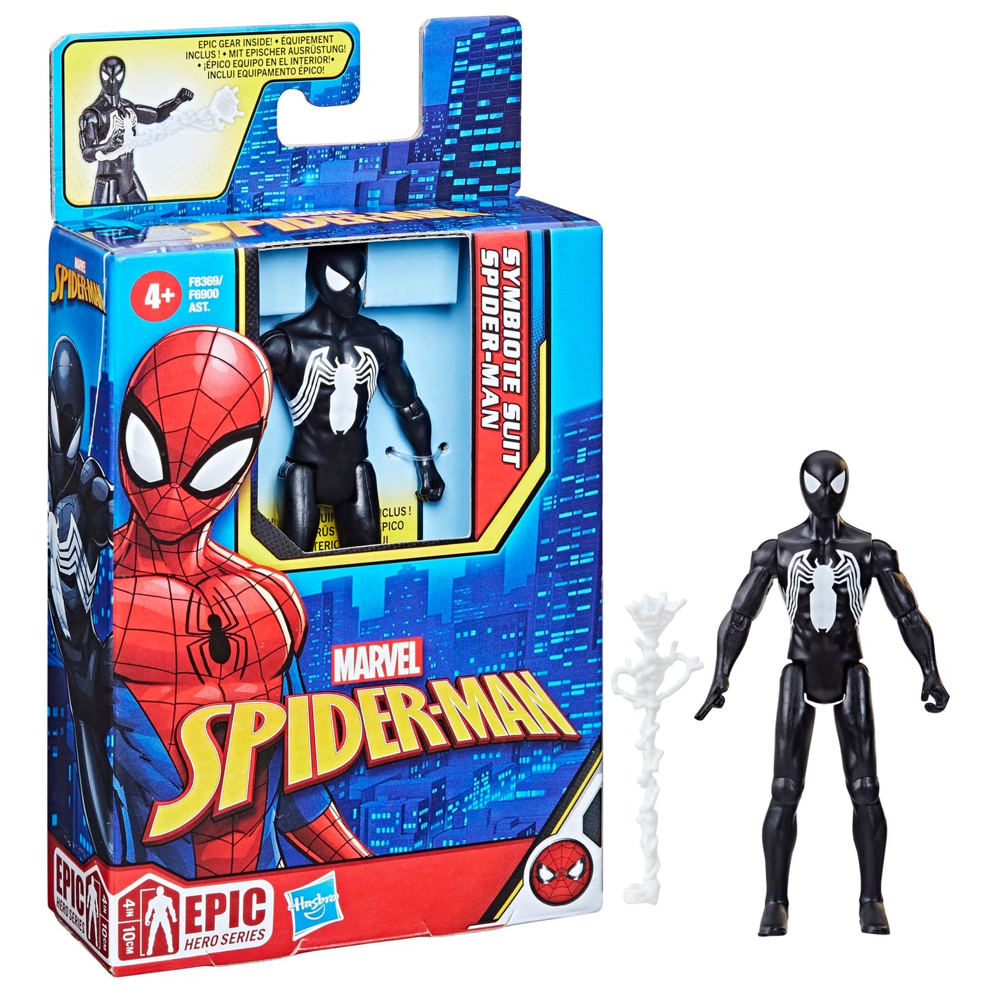 Marvel Spider-Man Epic Hero Series Symbiote Suit Spider-Man 4" Action Figure, Black