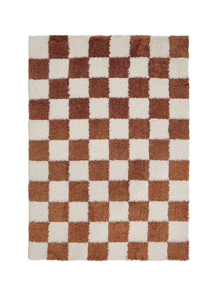 ASDA Checkerboard Rug - Terracotta 160 x 230cm