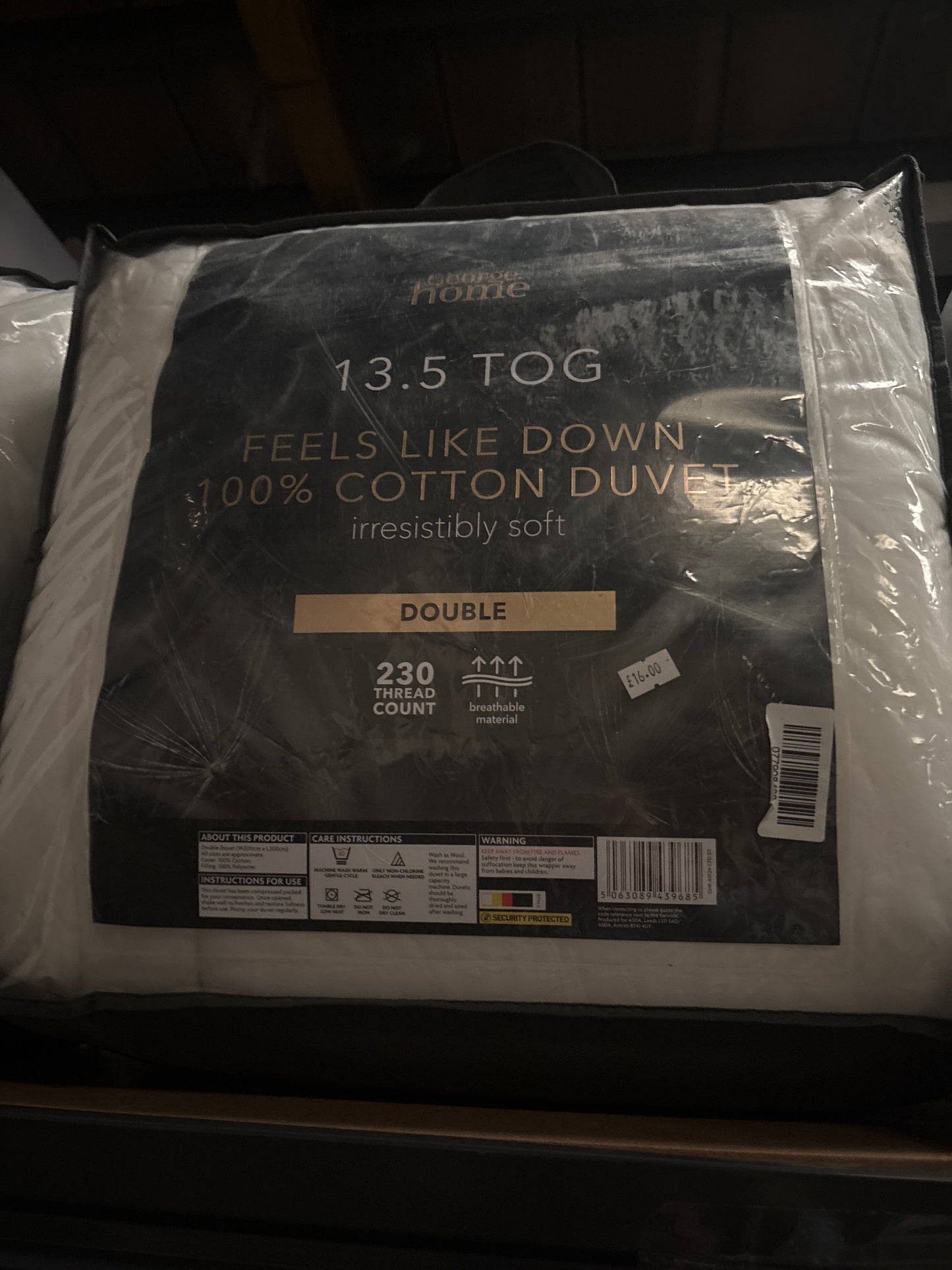 George home feels like down 13.5 Tog