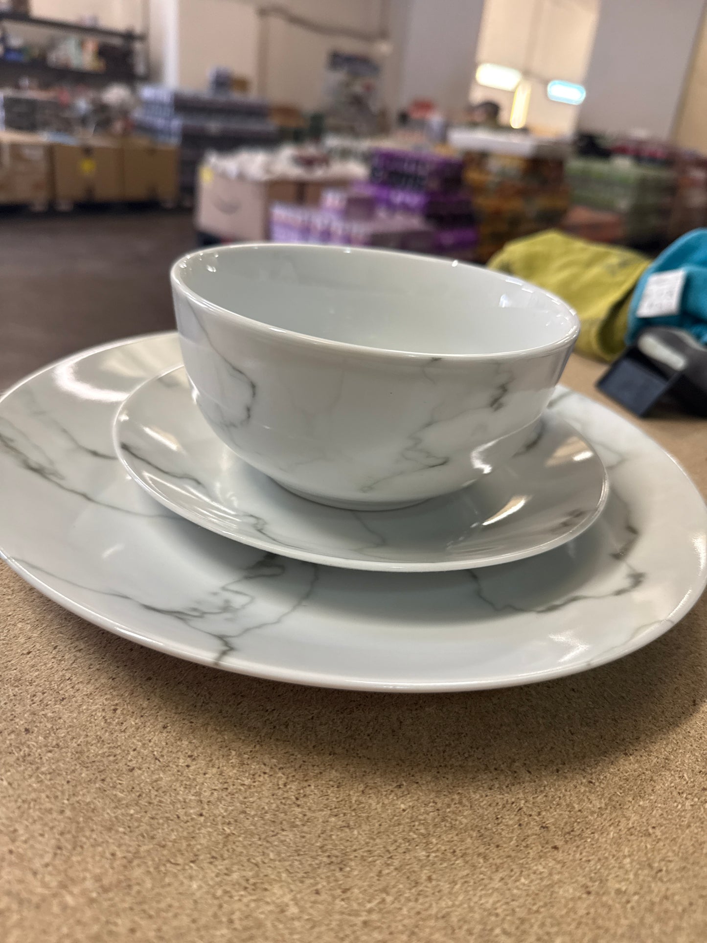 George Asda - Grey & White Marble Dinner Set
