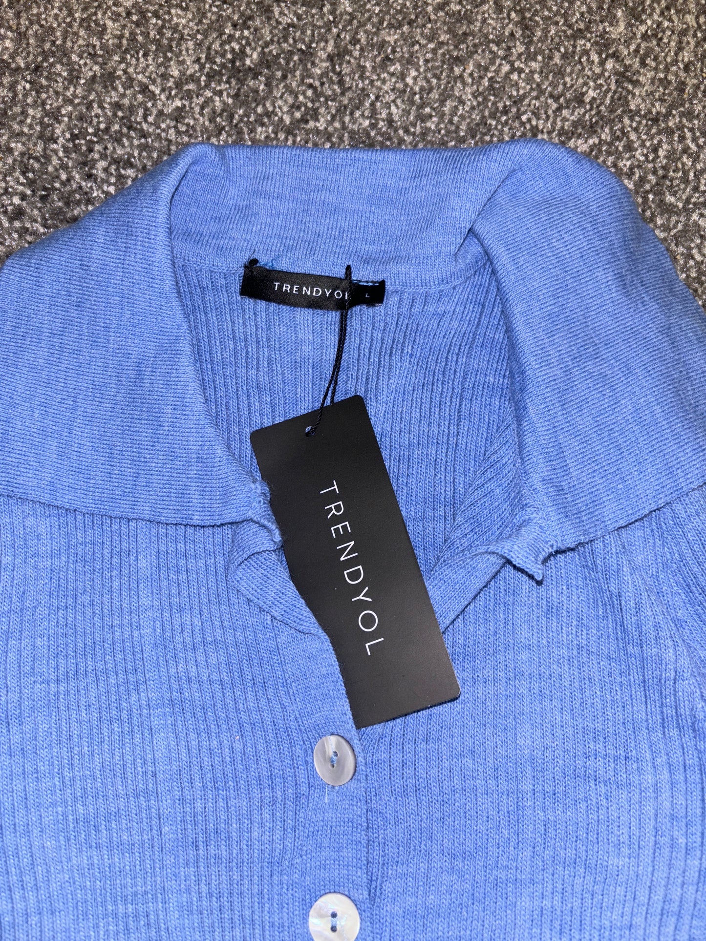 Blue Ribbed Dress - Size Large