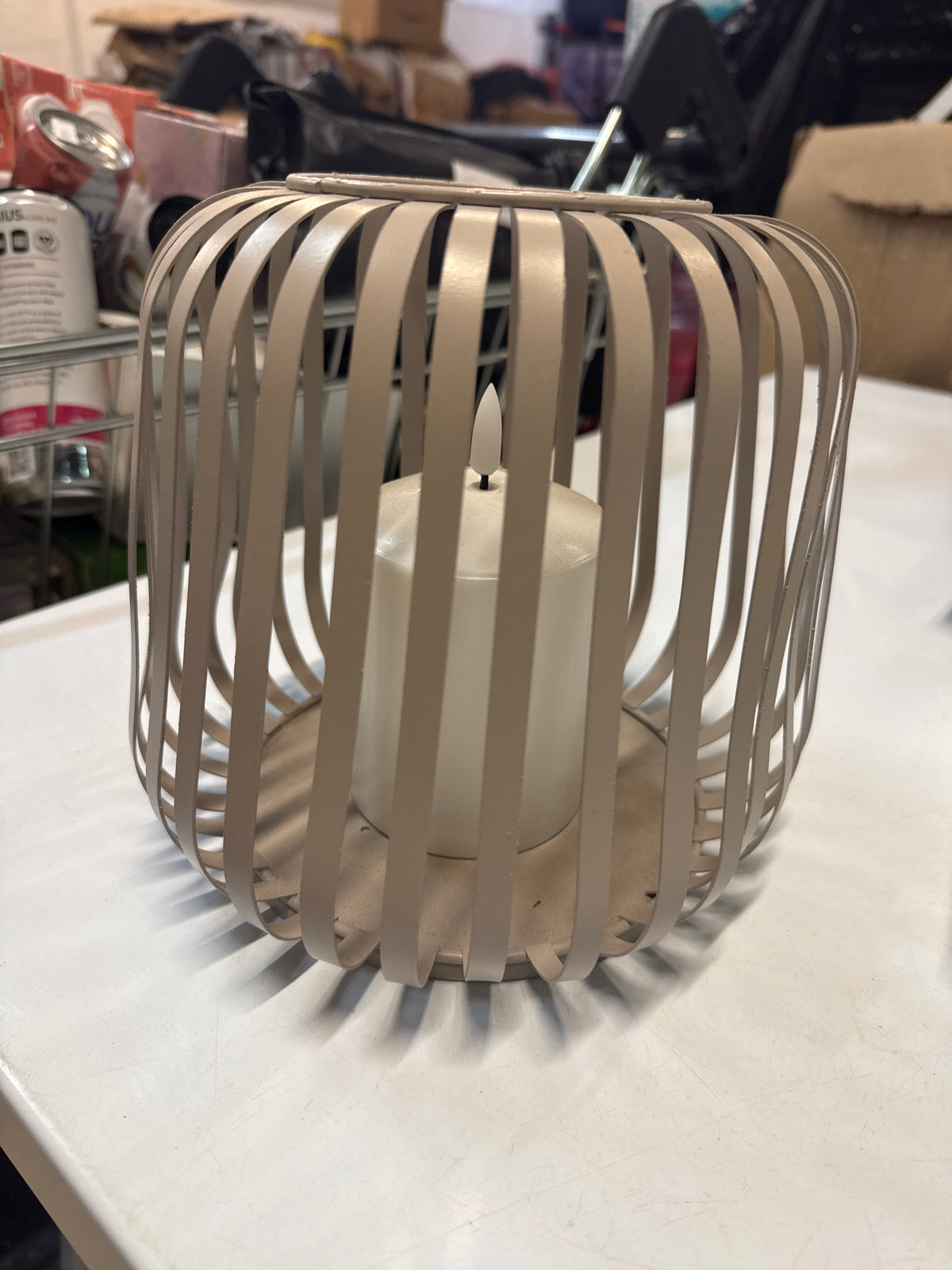 Beige Light Up Candle Ornament