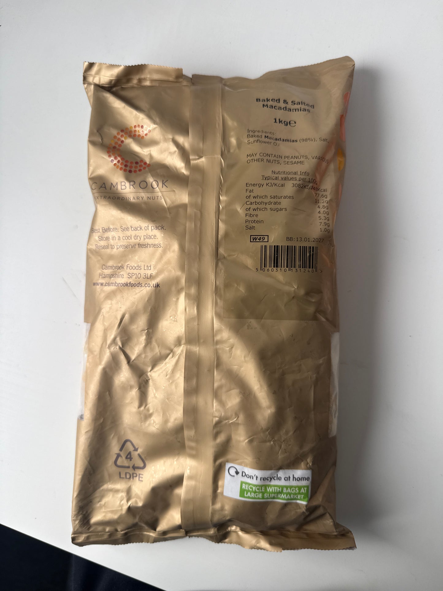 Cambrook - Baked & Salted Macadamias 1KG