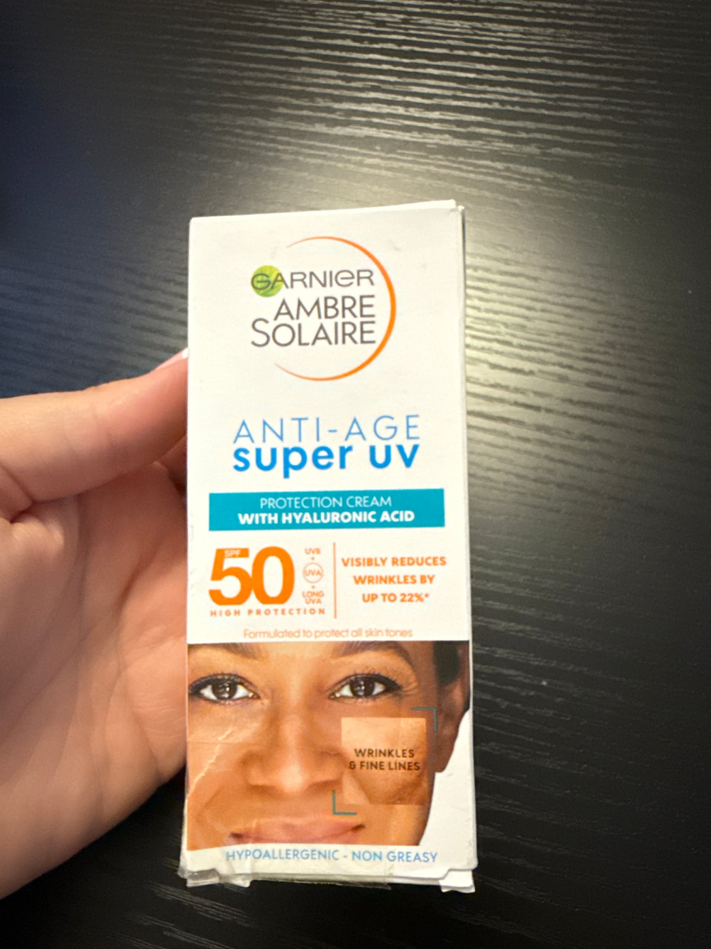 Garnier Ambre Solaire Sun Cream SPF 50 Super Daily UV Anti-Age Sunscreen Moisturiser for Face - 50ml