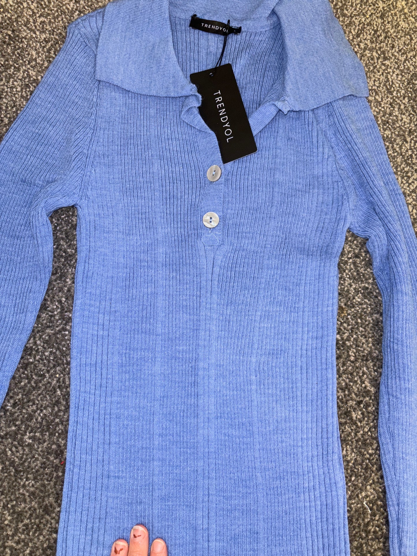 Blue Ribbed Dress - Size Large