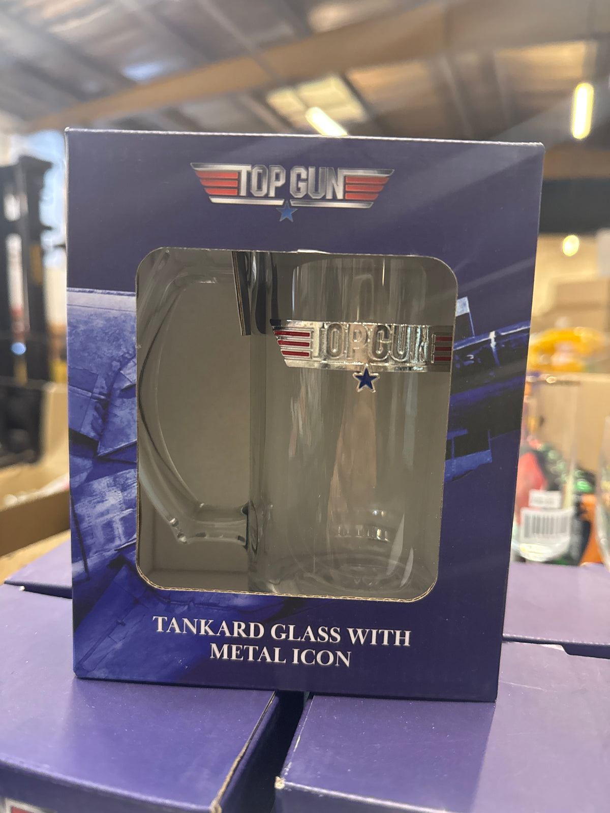 Top Gun - Tankard Glass With Silver Metal Icon