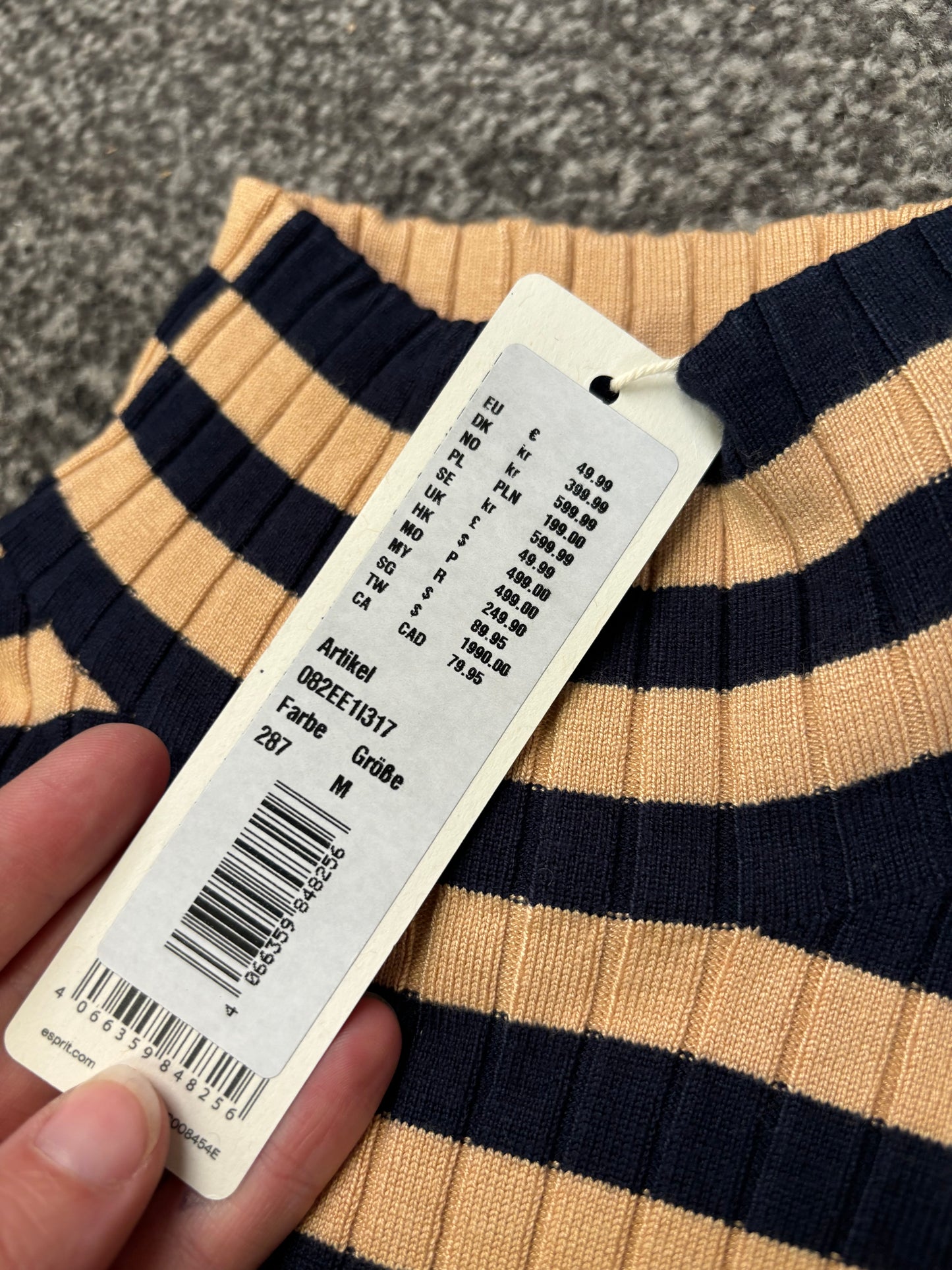 Sprit Long Sleeve Navy & Beige Top(Medium)