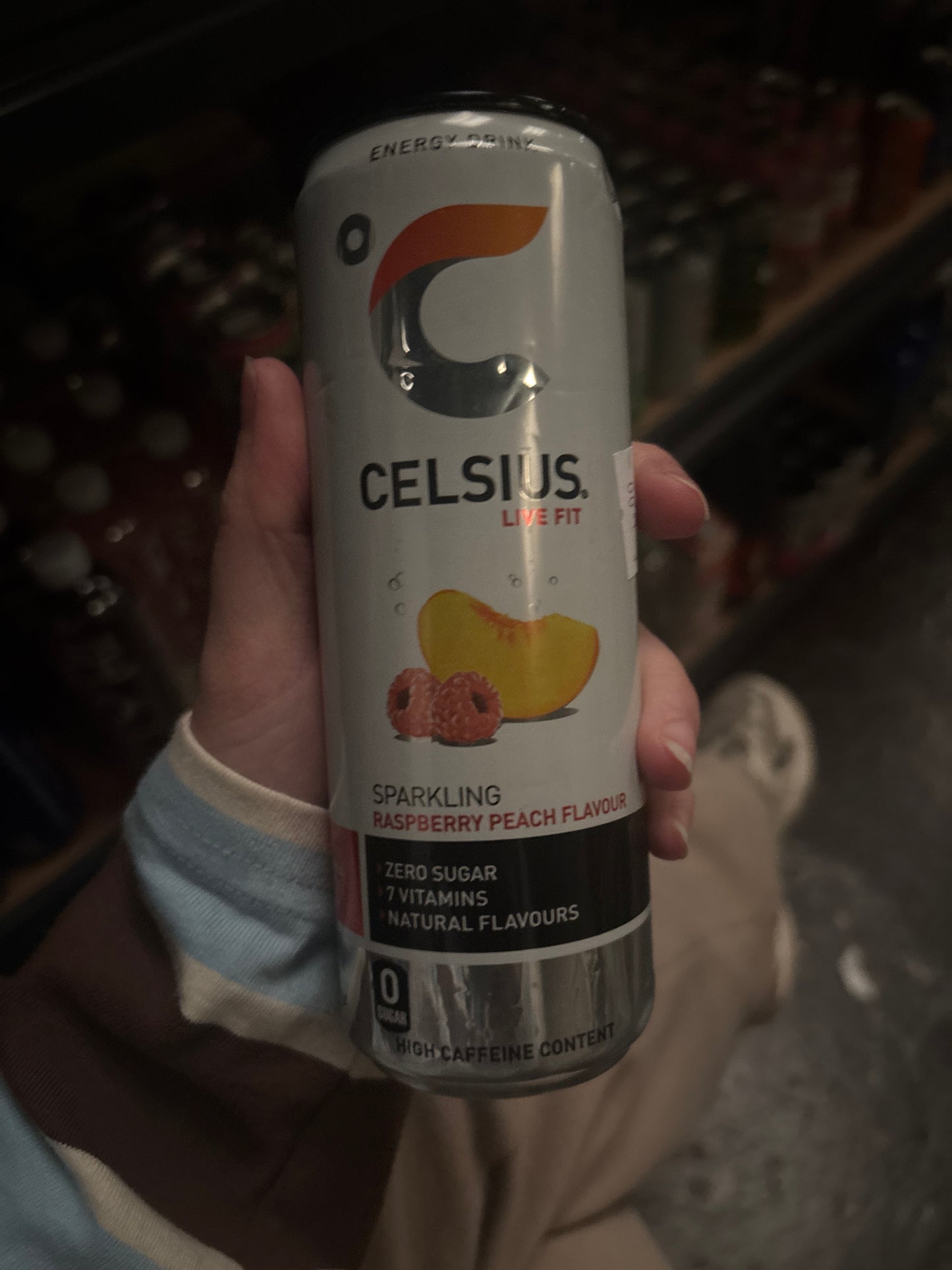 Celsius sparkling raspberry peach flavour