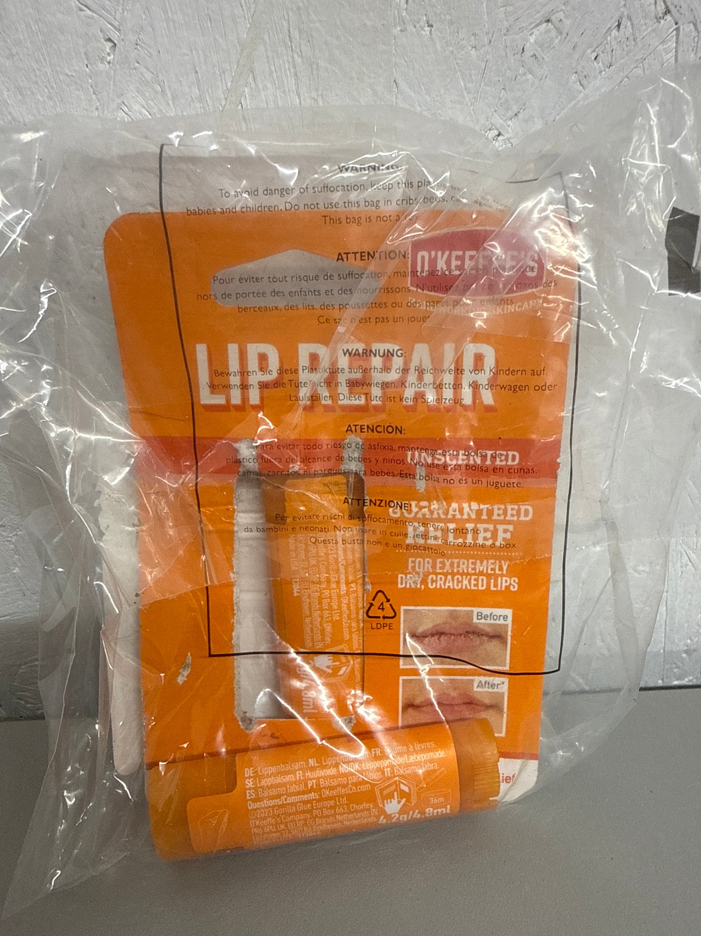 O’Keefes Lip Repair Unscented - Twin Pack