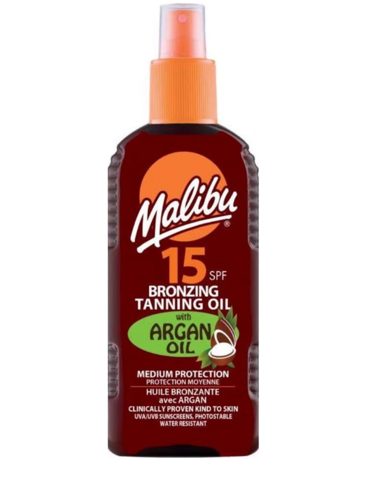 Malibu Sun SPF 15 Bronzing Tanning Oil Spray with Argan Oil, 200ml