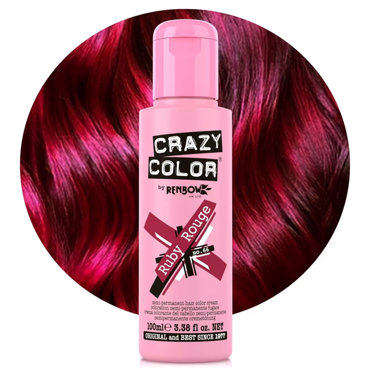 Crazy Color Vibrant Ruby Rouge Semi-Permanent Hair Dye - 100ml