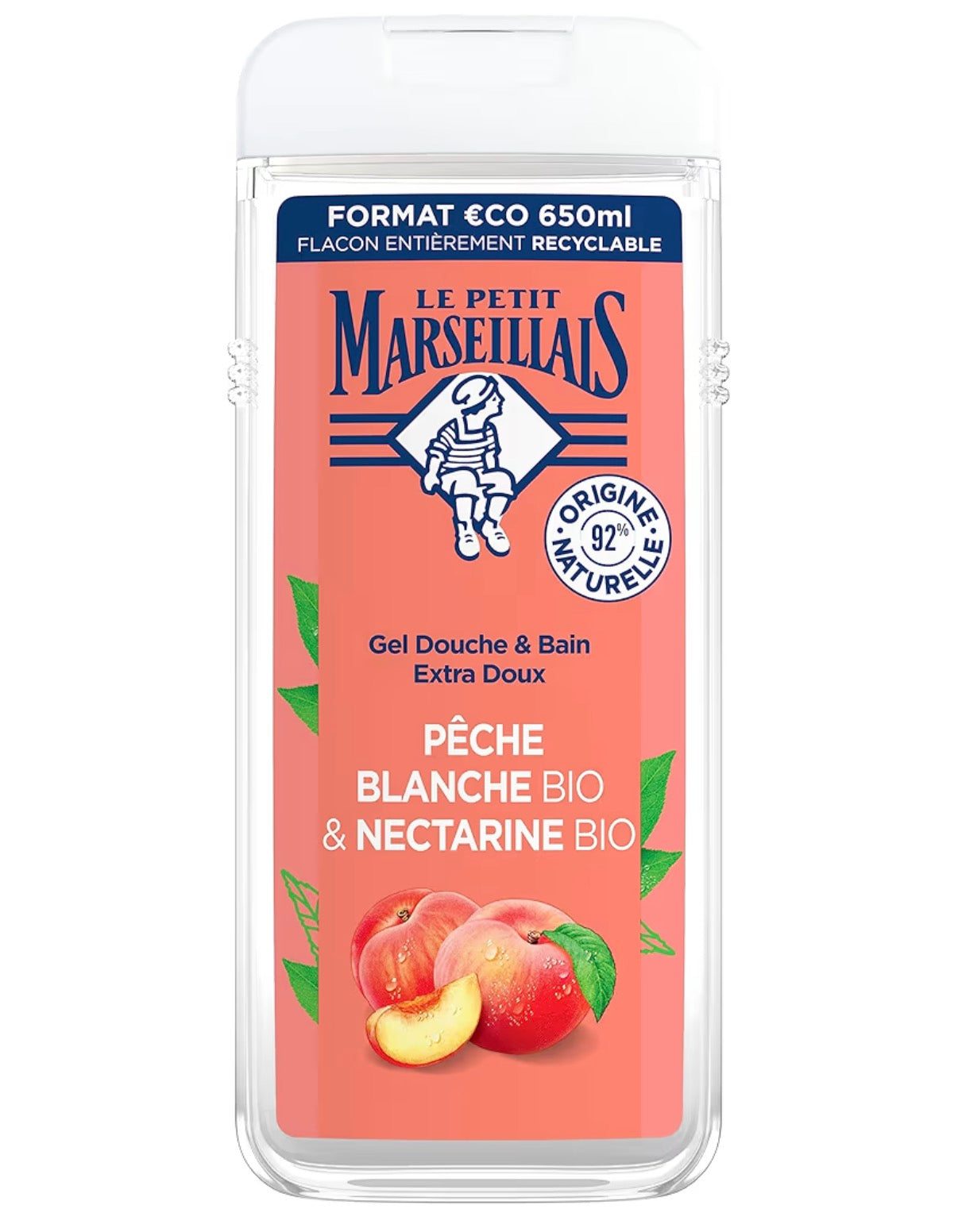 Le Petit Marseillais Extra Gentle Bath and Shower Gel White Peach and Nectarine Organic 650ml