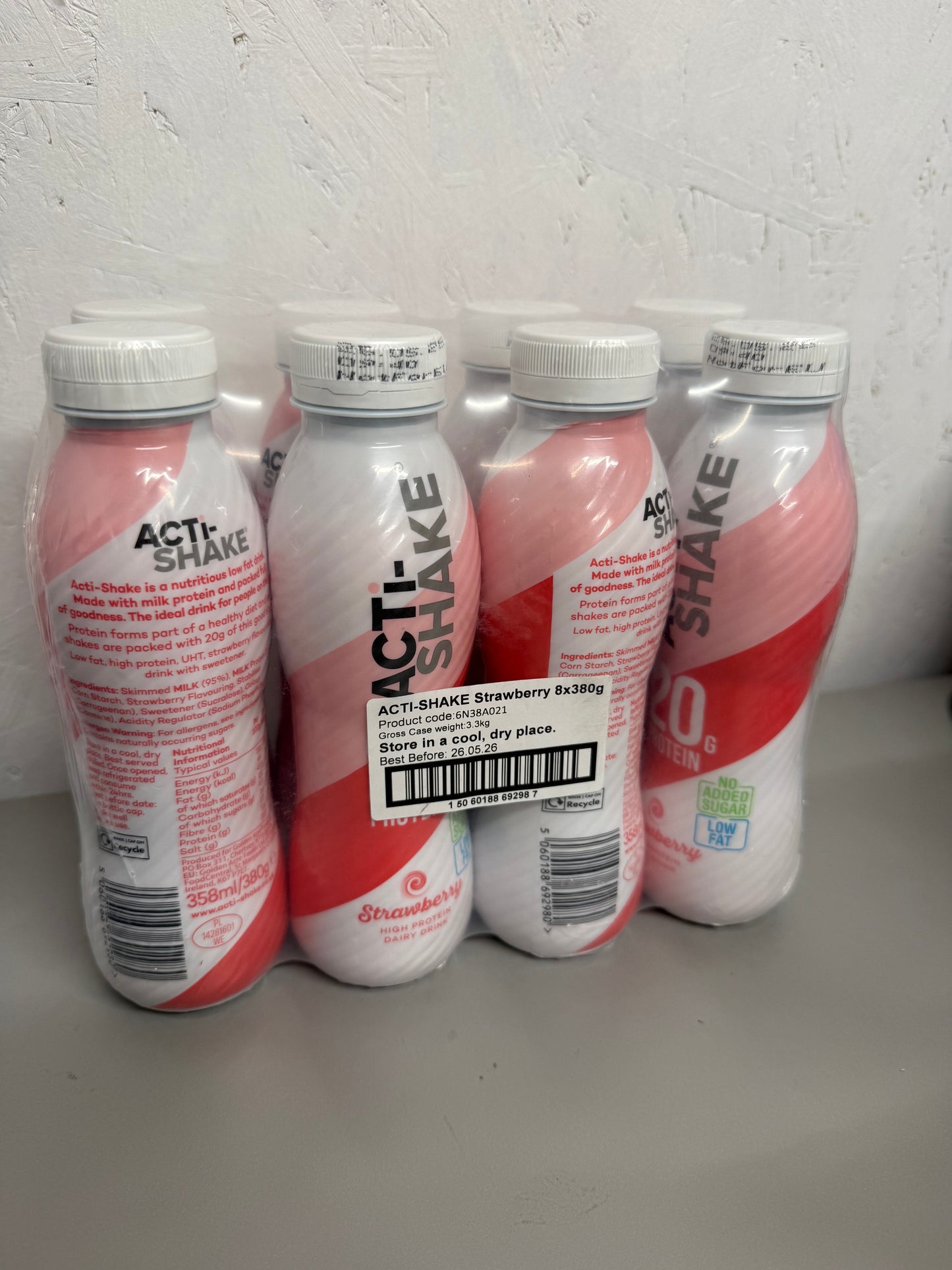 Acti-Shake Strawberry High Protein Drinks - 8x380g