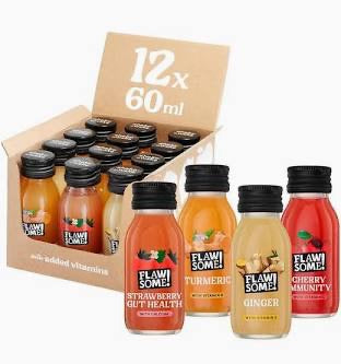 Flawsome! Vitamin & Prebiotic Shots Variety Pack (12x60ml) | Packed with Vitamin C & D & Prebiotic Fibre | Whole Ingredients, Nothing Artificial, No Added Sugar, Vegan | BCorp Certified