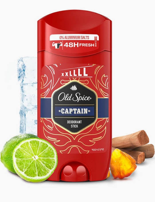 Old Spice Captain Men's Deodorant Stick 85ml, 24/7 Fressshhh with Daily Use, Long Lasting Perfume Quality Scent, Odour Protection, 0% Aluminium Salts, Invisible on Black & White
