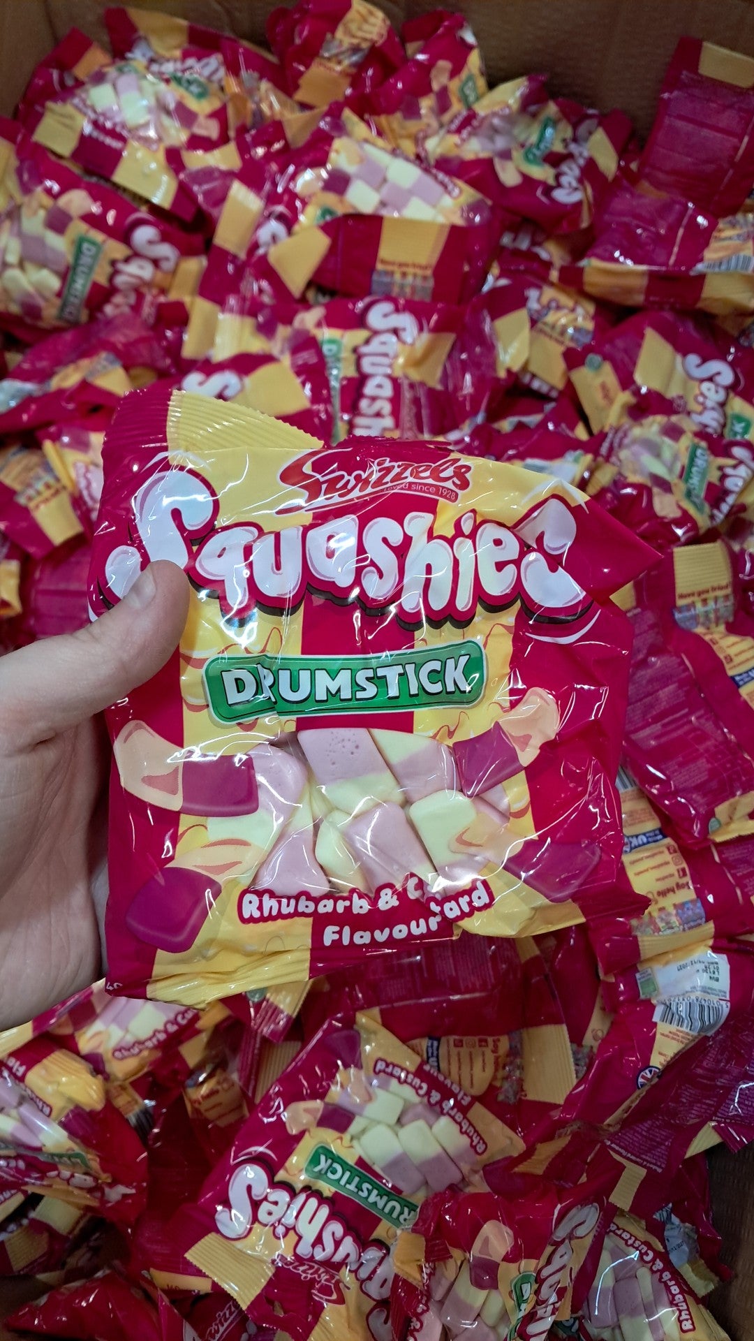 Drumstick squashies rhubarb and custard flavour