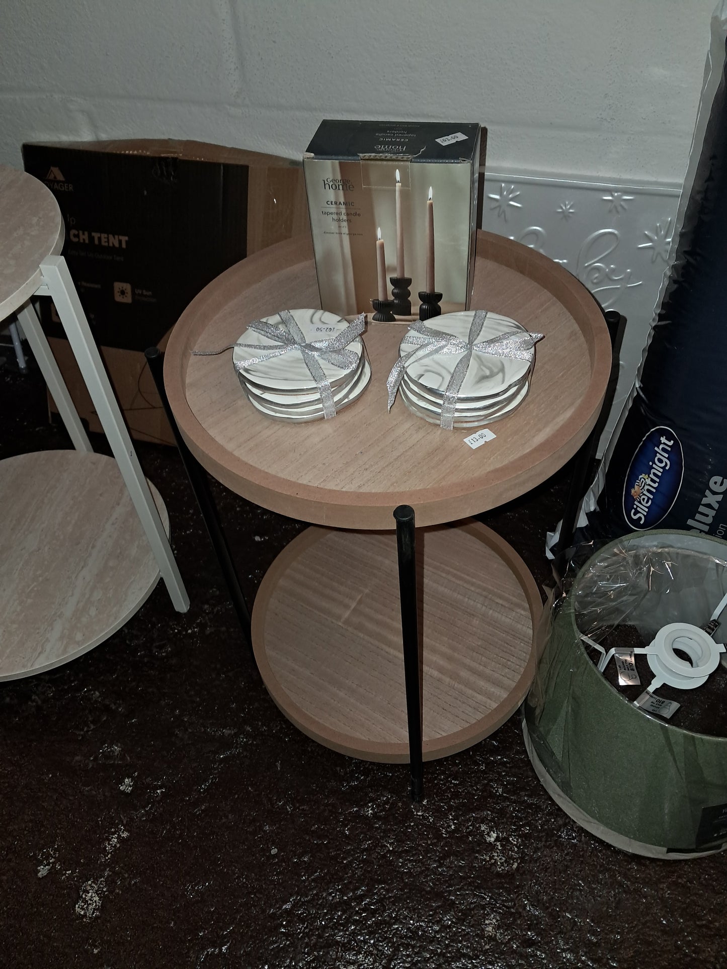 Wooden finish, easy assemble rustic side table RRP: £25 COLLECTION ONLY!