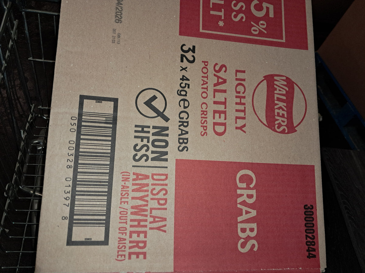 Walkers lightly salted potato crisp box 32 x 45g
