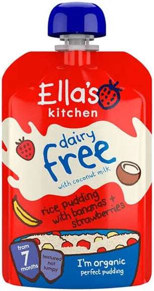 Ella's Kitchen 6 x rice pudding with banana and strawberries pouches