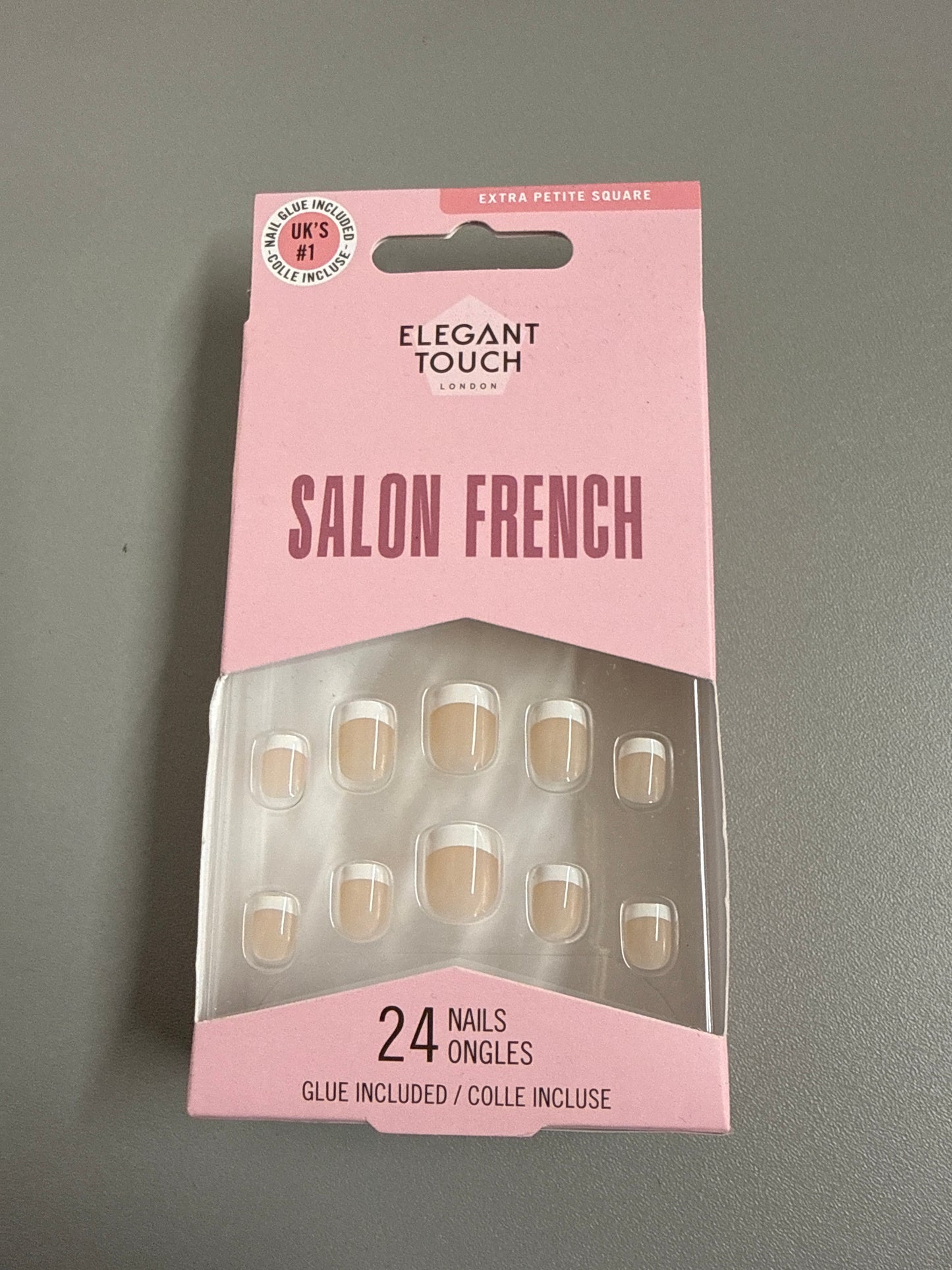 Elegant Touch - Salon French Stick On Nails *Extra Petite Square*