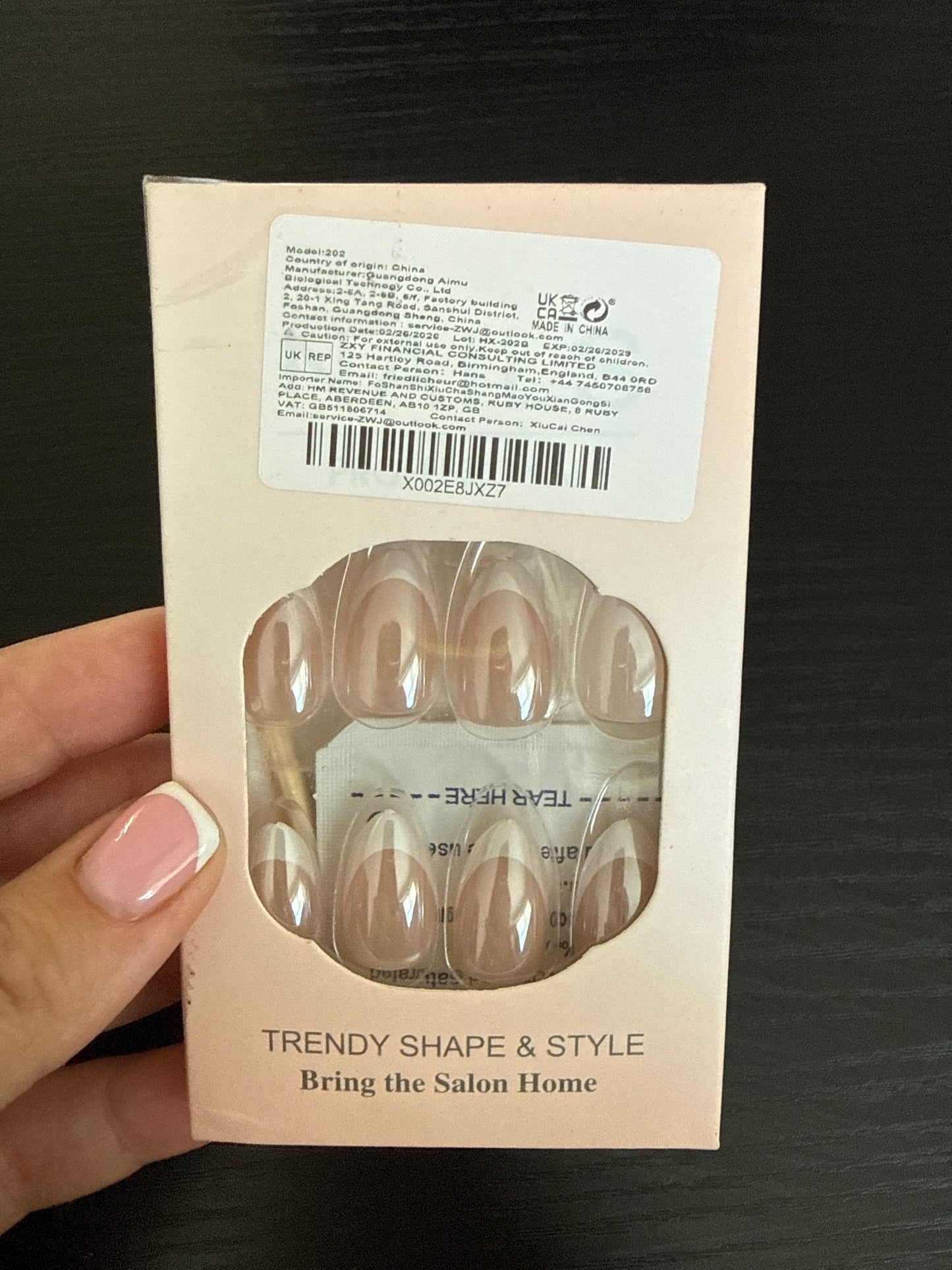 DIY almond french tip stick on nails