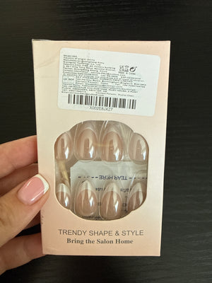 DIY almond french tip stick on nails