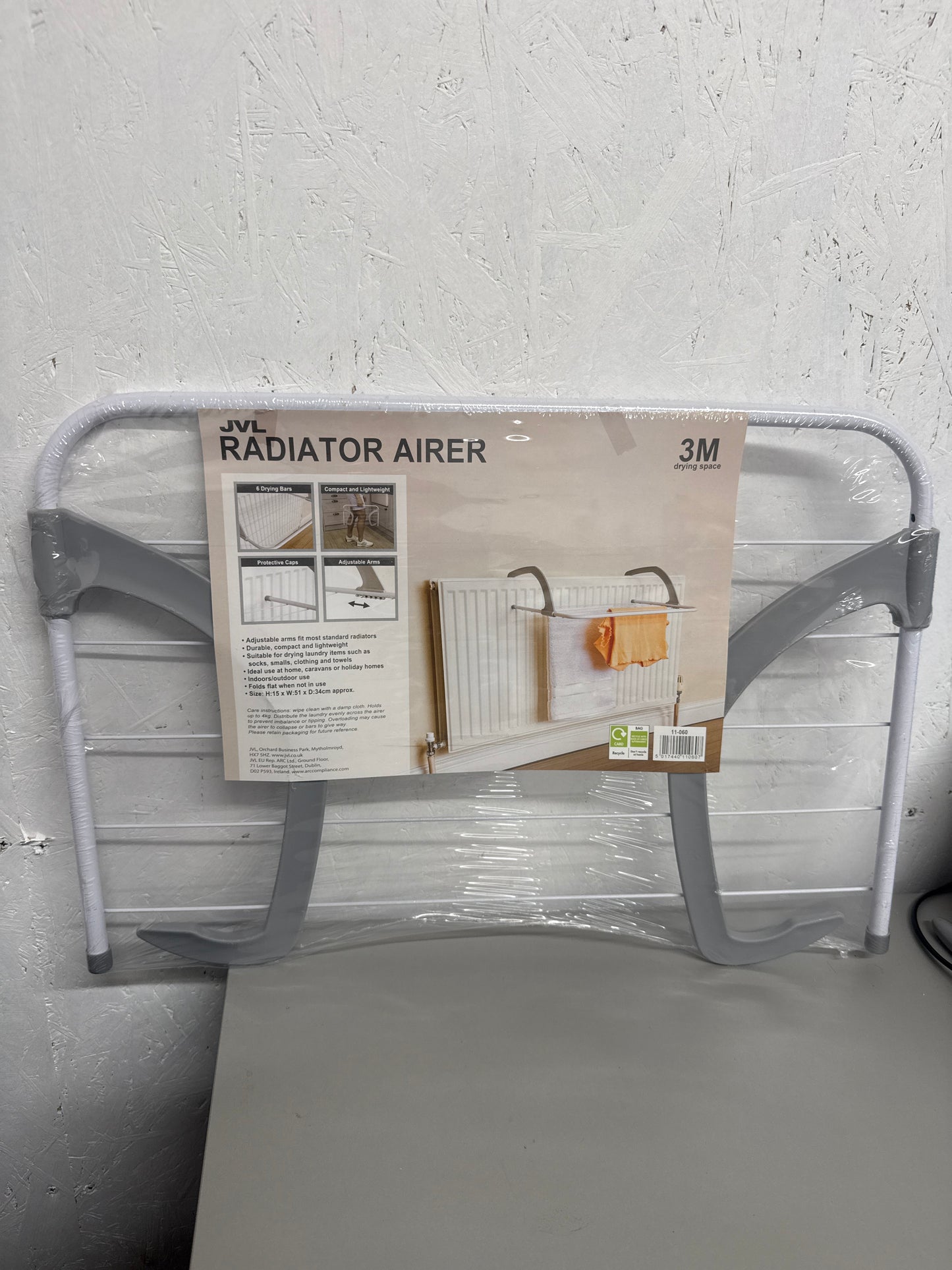 JVL Over Radiator Clothes Drying Airer - 3m White