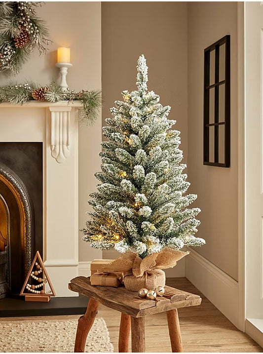 3ft PreLit Snowy Tree