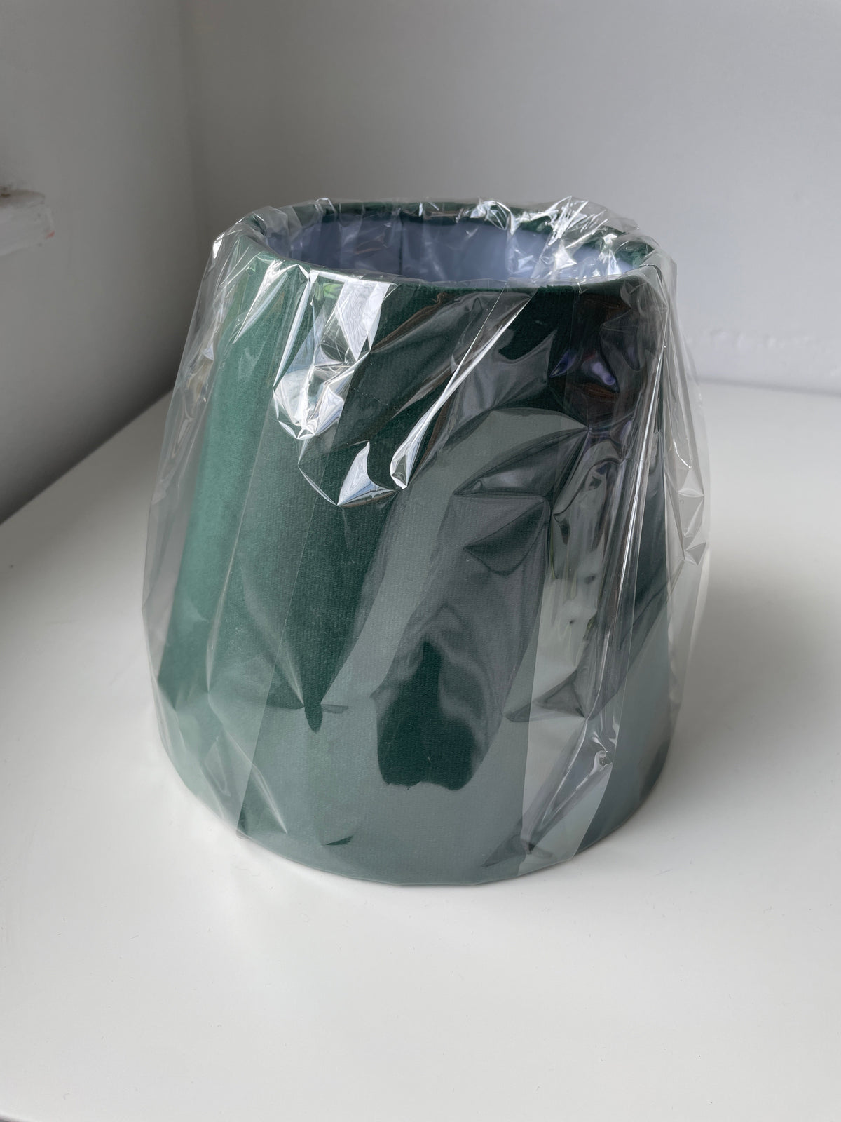 Small green velvet lamp shade