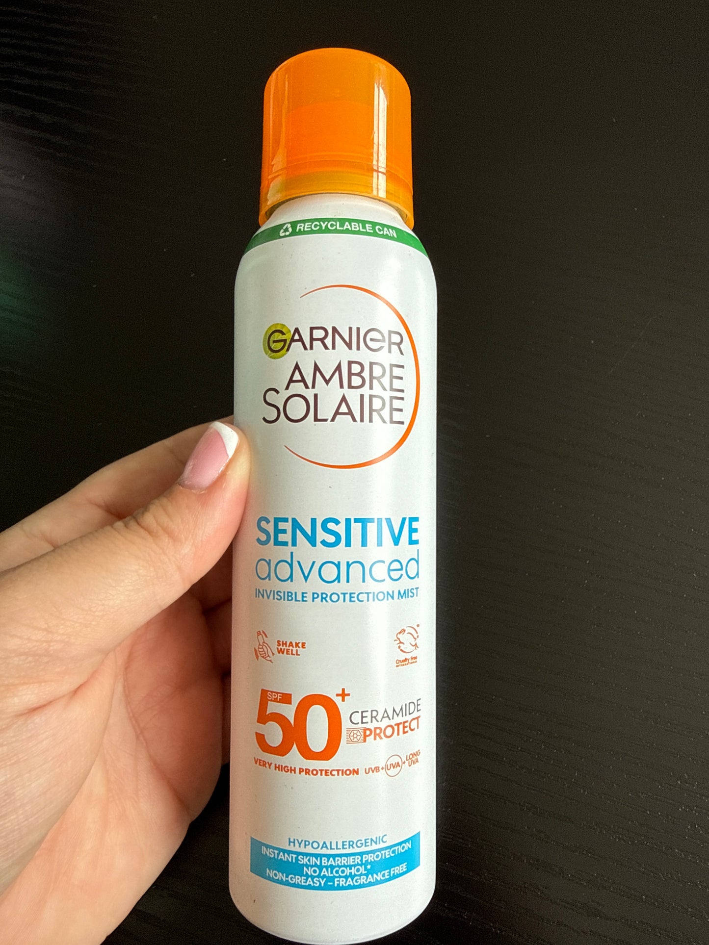 Garnier Ambre Solaire Sun Cream Spray SPF 50+ Sensitive Advanced Dry Mist - 150ml