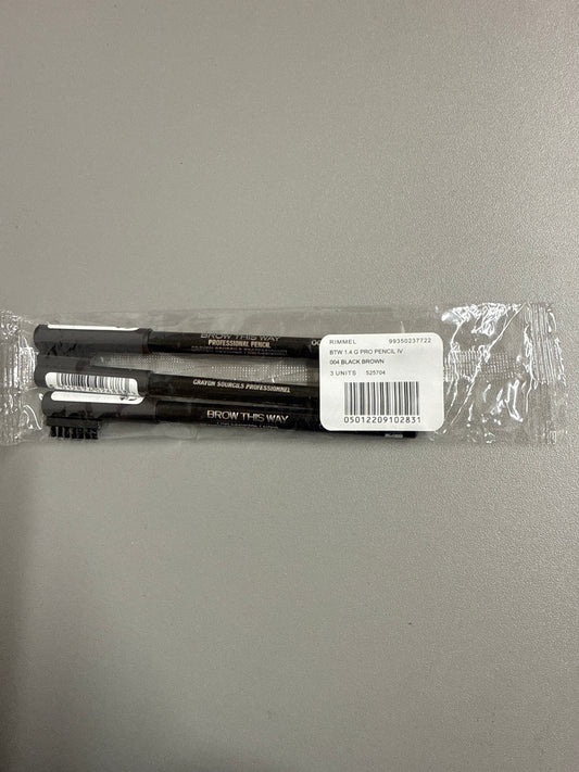 Rimmel Brow This Way Professional Brow Pencil - 004 Black/Brown *Pack Of 3*