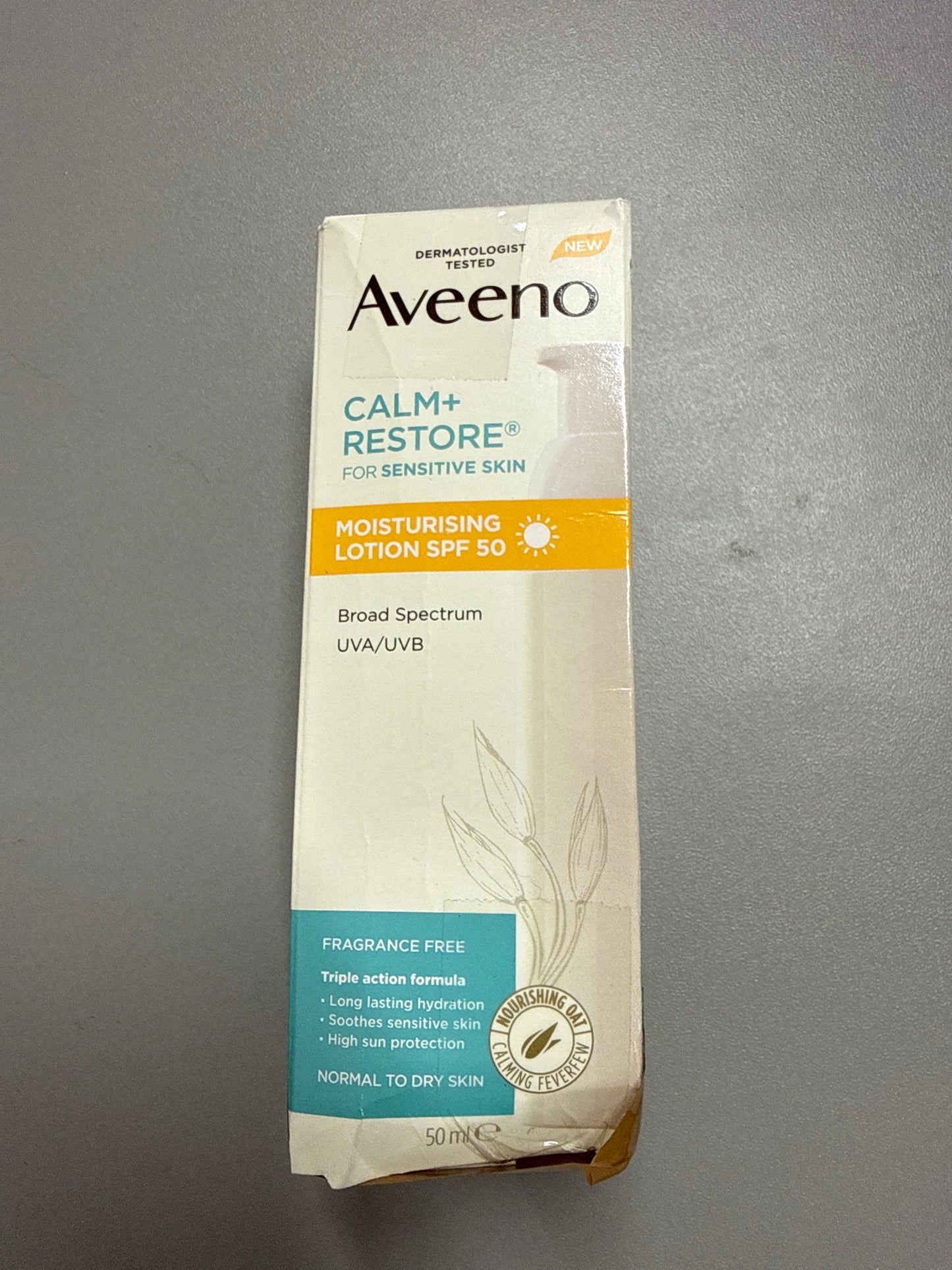 Aveeno Calm+Restore moisturising lotion SPF50 50ml