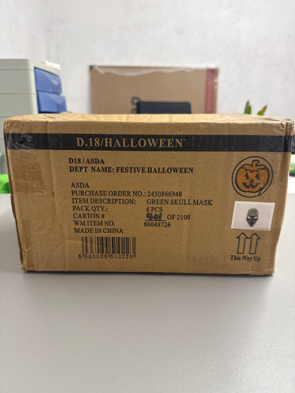 Box of 6 Green skull masks