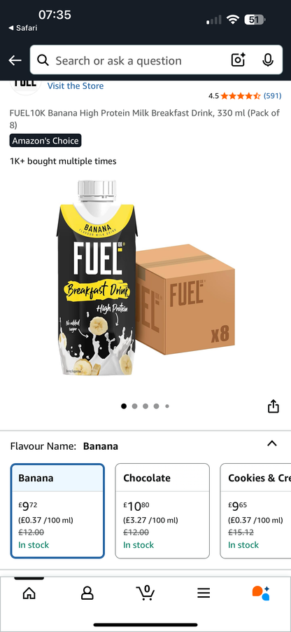 Fuel10K Banana Protein Breakfast Shake