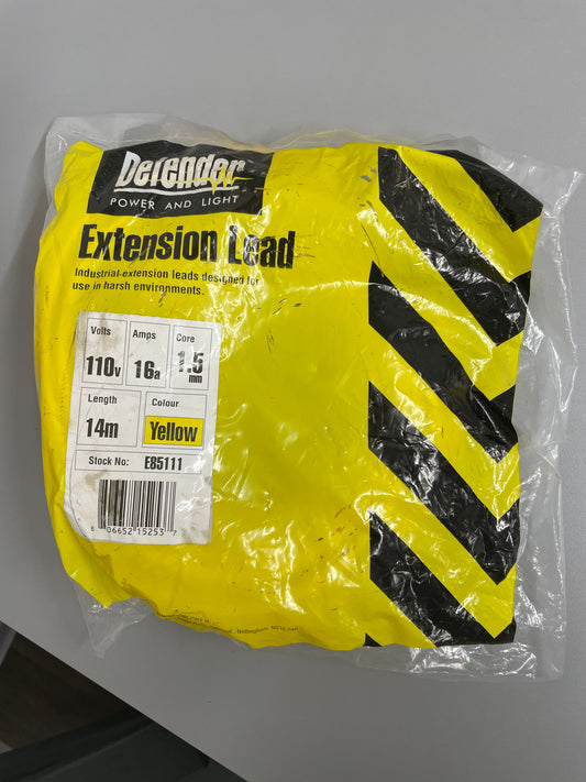 Defender E85111 - 110volts 16amp 1.5mm core 14metre extension lead