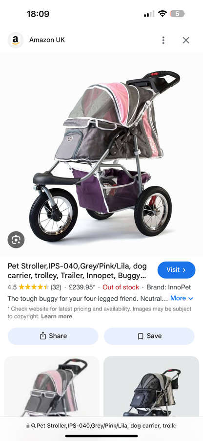 Pet Stroller, Grey, Pink & Lila - RRP £239.99