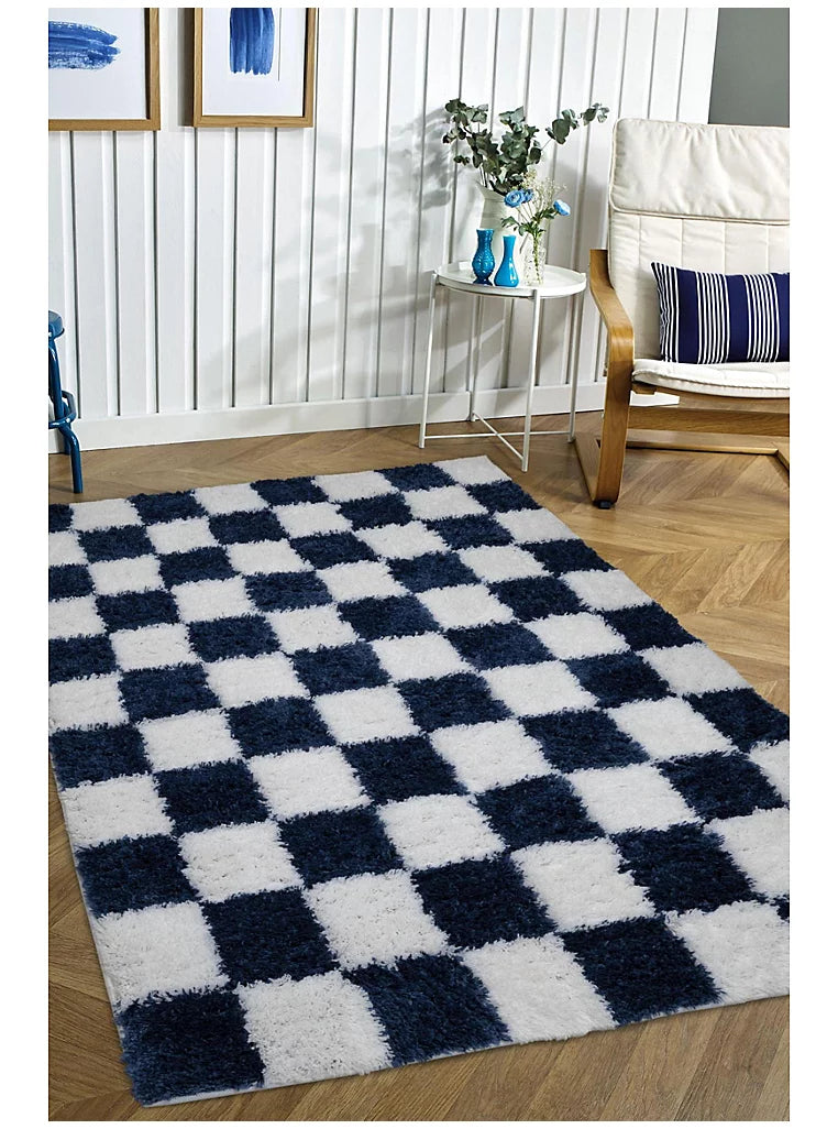 ASDA Checkerboard Rug - NAVY 160 x 230cm