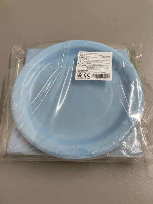 Blue Paper Plate & Napkin Set