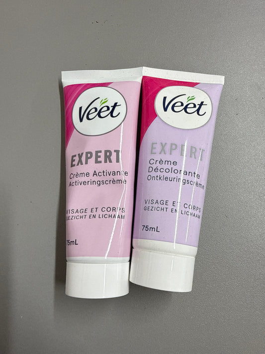 Veet Expert Hair Lightening Cream Kit, Face & Body, Normal Skin, 2 x 75ml