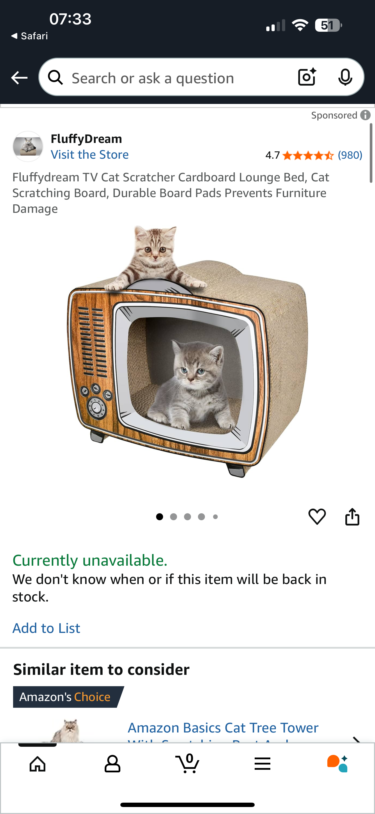 Fluffy Dream TV Cat Scratcher Lounge