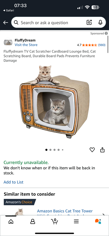 Fluffy Dream TV Cat Scratcher Lounge