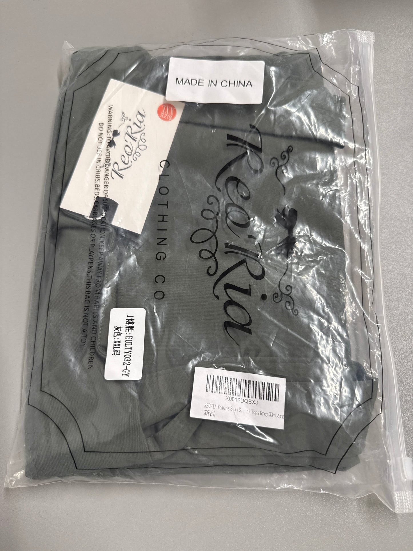 ReeRia Woman’s Top - Grey - Size: XXLarge