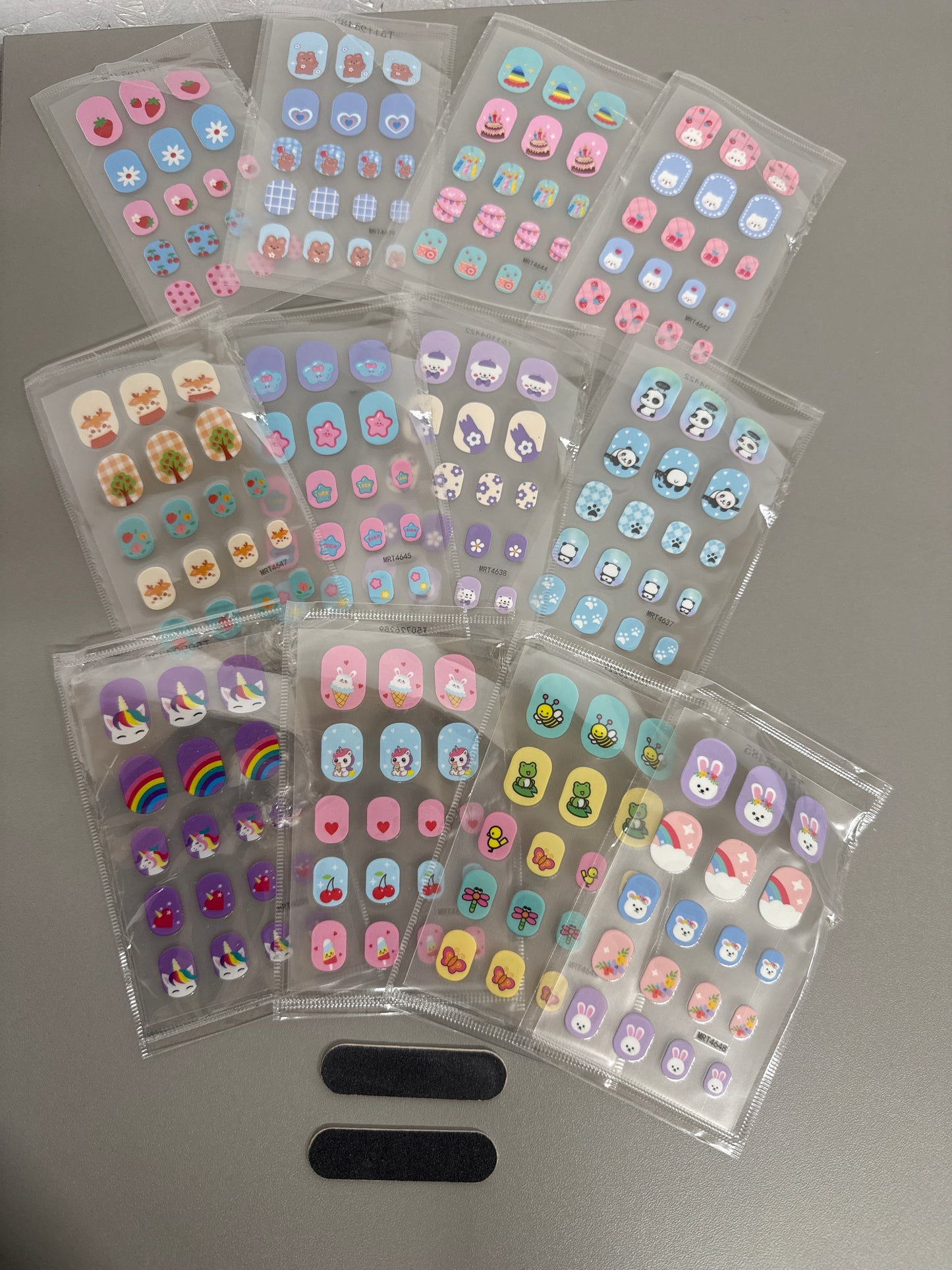12 Pcs - Kids Nail Sticker Sheets & 2 Nail Files