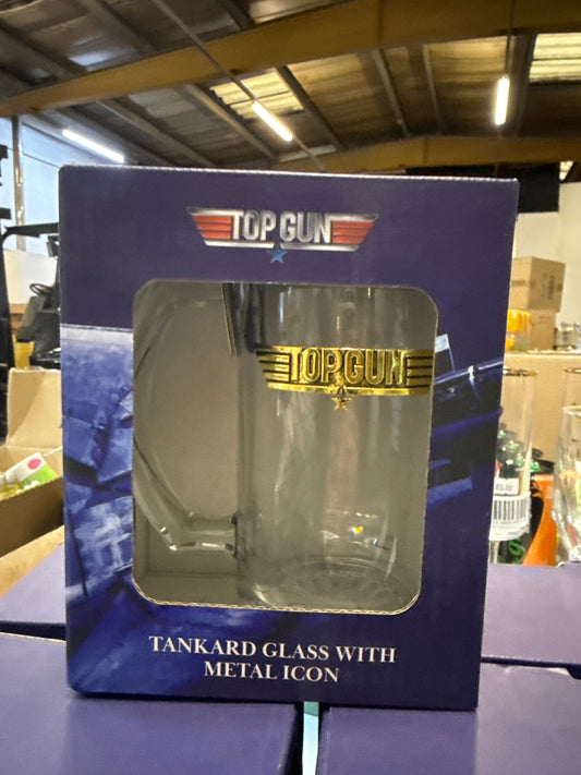 Top Gun - Tankard Glass With Gold Metal Icon