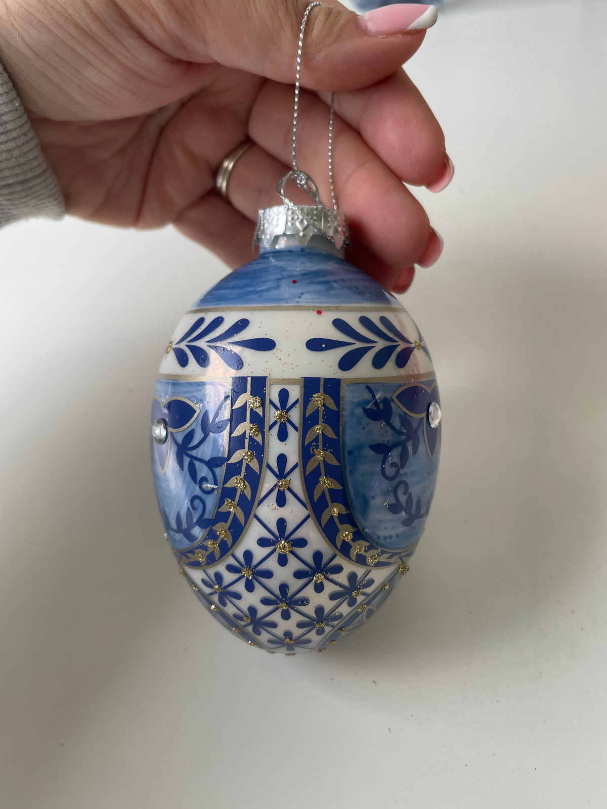 John Lewis - Glass blue hanging bauble *COLLECTION ONLY*